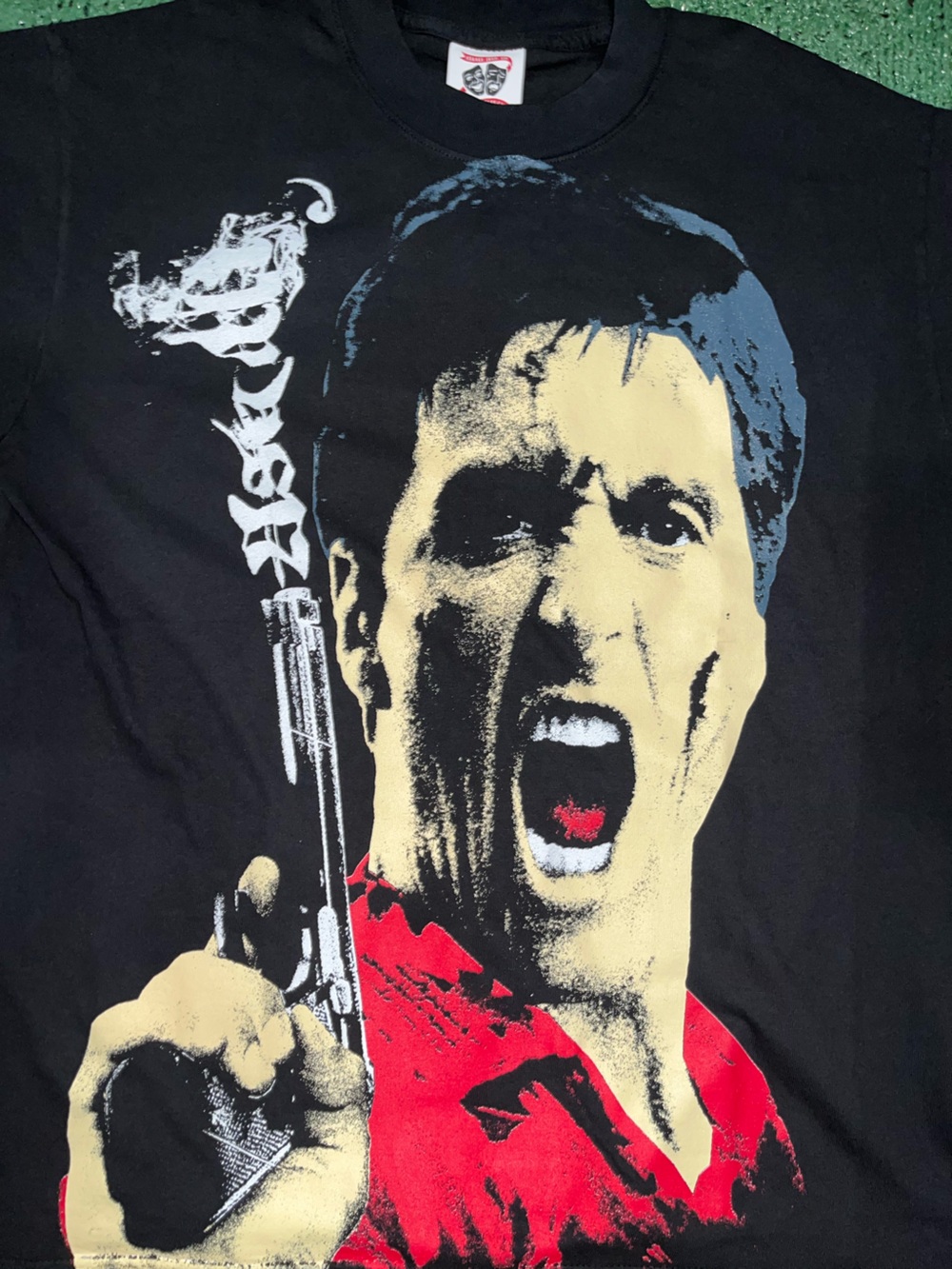Asaali scarface Black Graphic Short-Sleeve Tee with Screaming Face Print